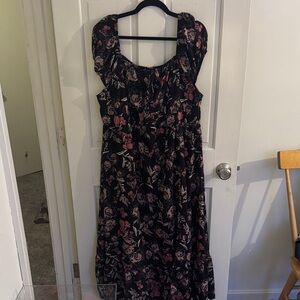 SHEIN Black and Pink Floral Maxi Dress